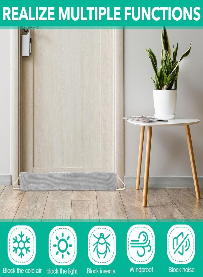 سدادات أبواب Fiwochic مقاس 36 بوصة ووزن 3.3 رطل، شديدة التحمل، مانعة لتسرب الهواء أسفل الباب، مانعة للضوضاء، مانعة لتسرب الهواء، مصنوعة من مادة الصوف أحادية الجانب، تأتي مع أداة تثبيت للشقق الخارجية (رمادي). - Image 3